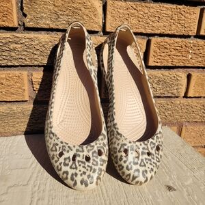Crocs Kadee Leopard Print Ballet Flats 10 Pre-owned Please Read